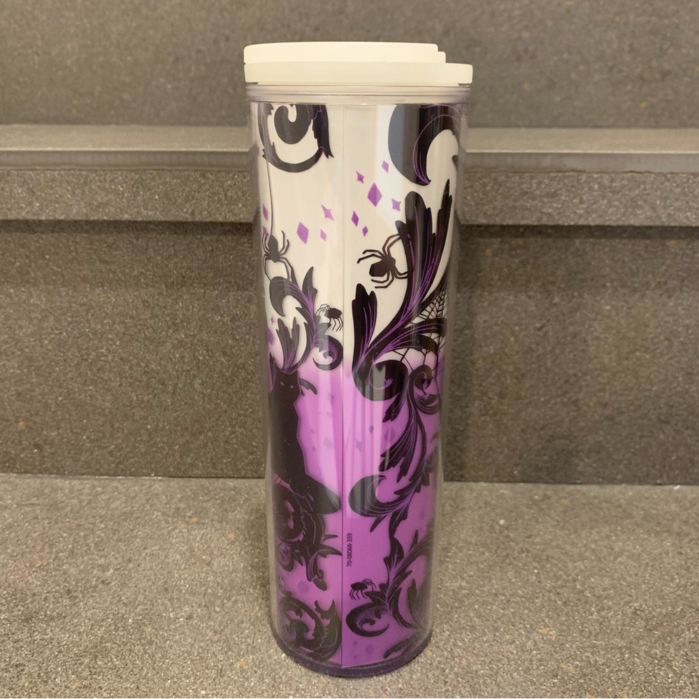 STARBUCKS Glow in Dark Halloween‘21 Purple&White Black Cat Tumbler/ 16oz, NWT - Picture 5 of 12
